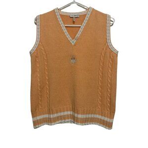 Vintage 1980s Hauber Peach Knit Sweater Vest Made in Germany, Size 10